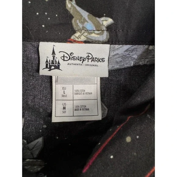 Star Wars Disney Parks Shirt Mens M Black AOP Millennium Falcon Hawaiian Button - Picture 4 of 8